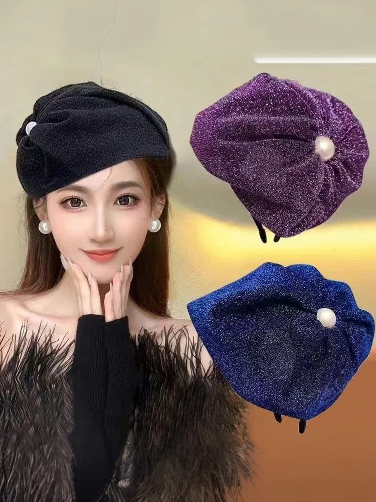 Tulle Bowknot Headband Thin Yarns Half Caps For Masquerades And Cocktails Party