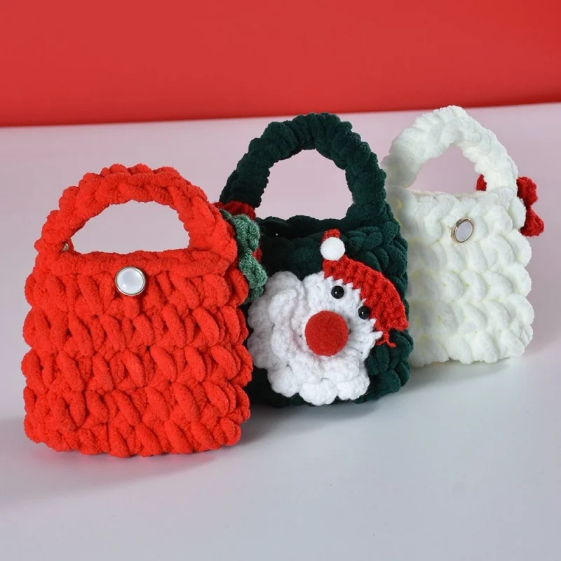 Buon Natale Babbo Natale Borsa in lana spessa a forma di peluche Custodia per auricolari generale lavorata a mano adatta per regalo Airpods Pro2
