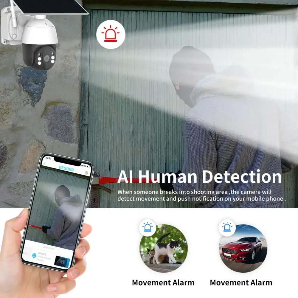 365 Days 24H Recording Ubox 2K 4G Solar Security Camera 4MP Wireless Outdoor 20W Solar Panel SIM Card WiFi PTZ Cctv Camera