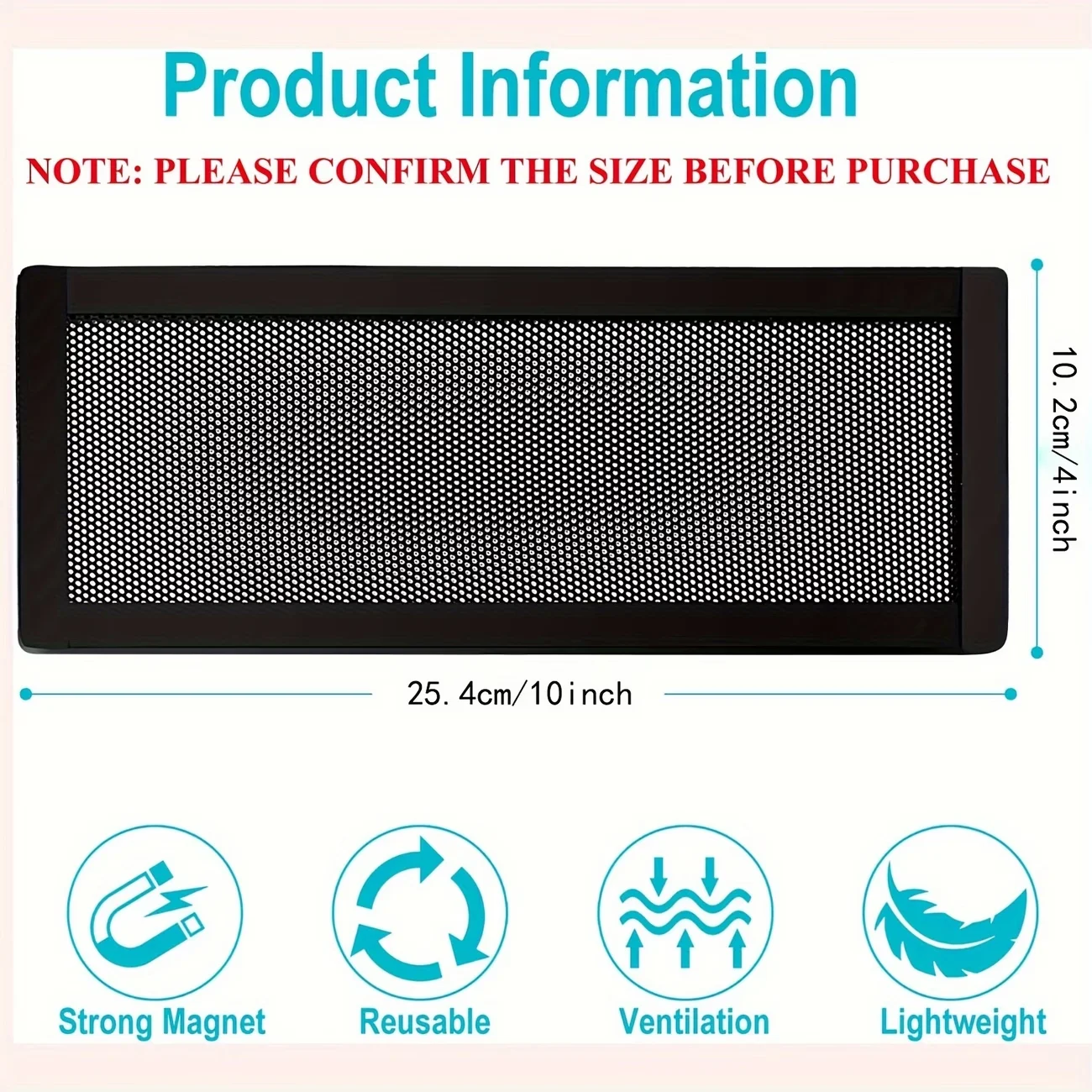 4 x 10 Inch Magnetic Vent Covers, PVC Mesh Grille, Dust & Debris Blocking, Pest Control for Ceiling & Floor Vents
