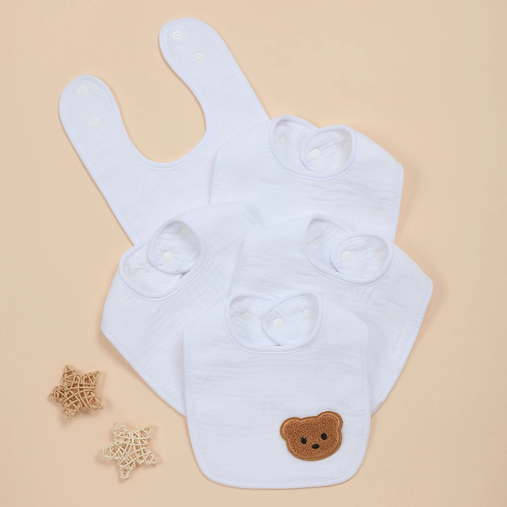 

5 Pcs Soft Cotton Baby Drool Bibs, Basic Super Absorbent Newborn Unisex Bib for Feeding and Teething