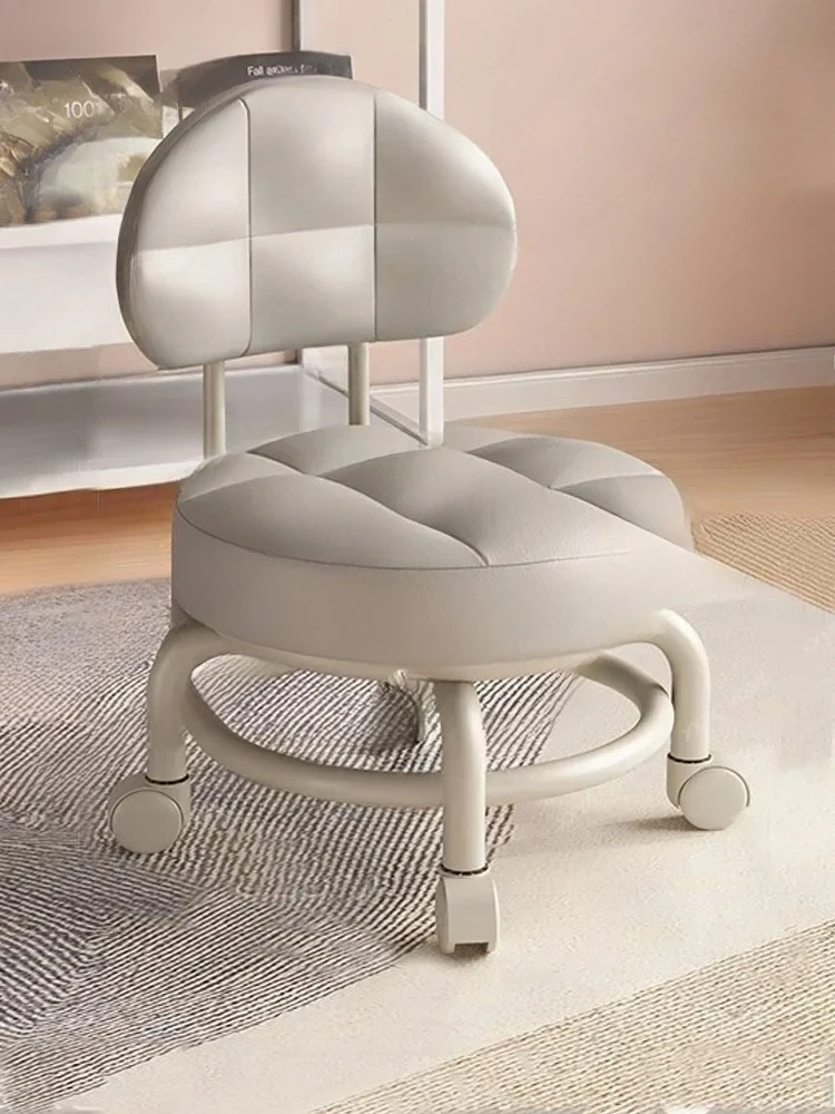Polea de respaldo para cambiar zapatos, taburete redondo, silla de pedicura, taburete bajo de trabajo, taburete de oficina, taburetes de limpieza de suelo, muebles de salón