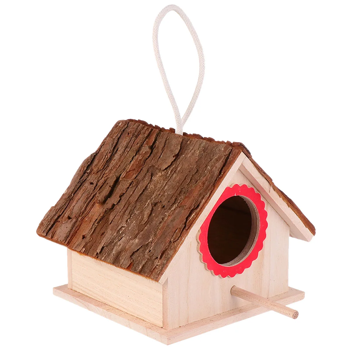 

Wooden Bird Nest Box for Decoration Hanging Brown Solid Wood Bird House Craft Home Office Pet Supplies Creative Natural Look