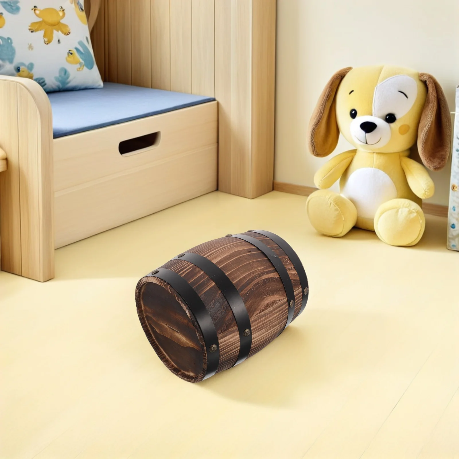 

Oak Barrel Piggy Bank Large Rustic Wooden Money Saving Box Vintage Decorative Coin Bank Christmas Saving Wood Piggybank for