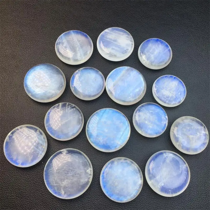 

3PCS Natural Blue Moon Circle Pendant Carving Healing Gemstone Carved Figurine Gift Fashion Jewelry For Women Gift 18-22MM