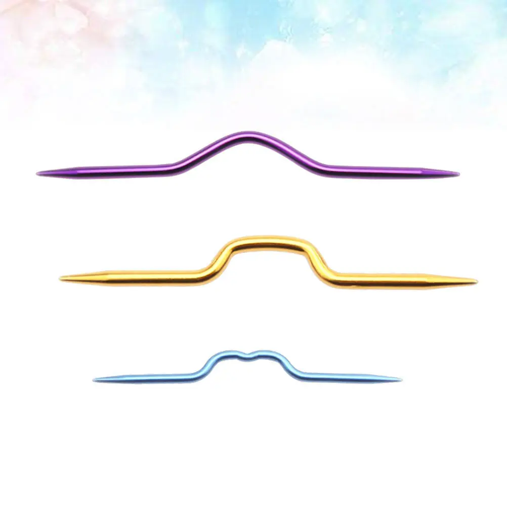 

3pcs Aluminum Bent Cable Needles Set: Professional Yarn Needles - Tapestry Tools - Knitting Accessories For Knitting Crochet Pro