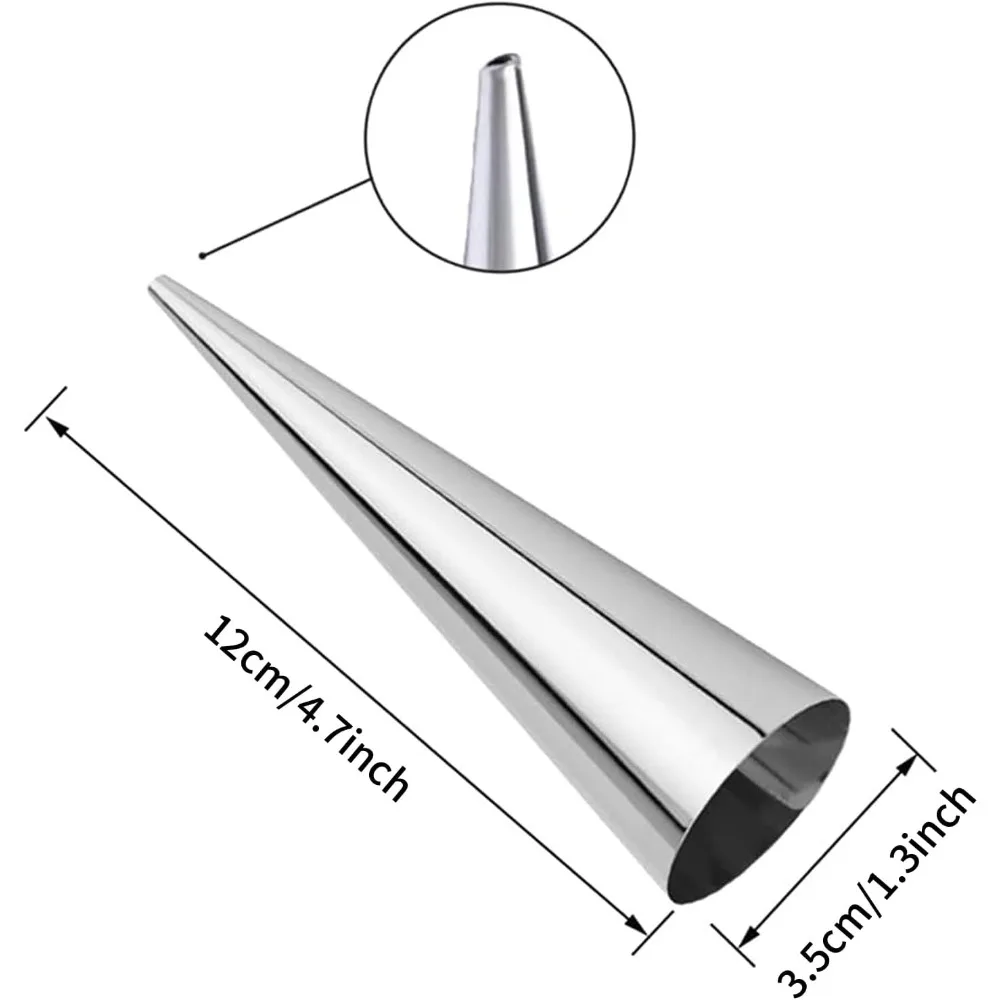 20 large cone-shaped cream corner molds, non stick cream corner molds made of stainless steel, 5-inch large size, with brush