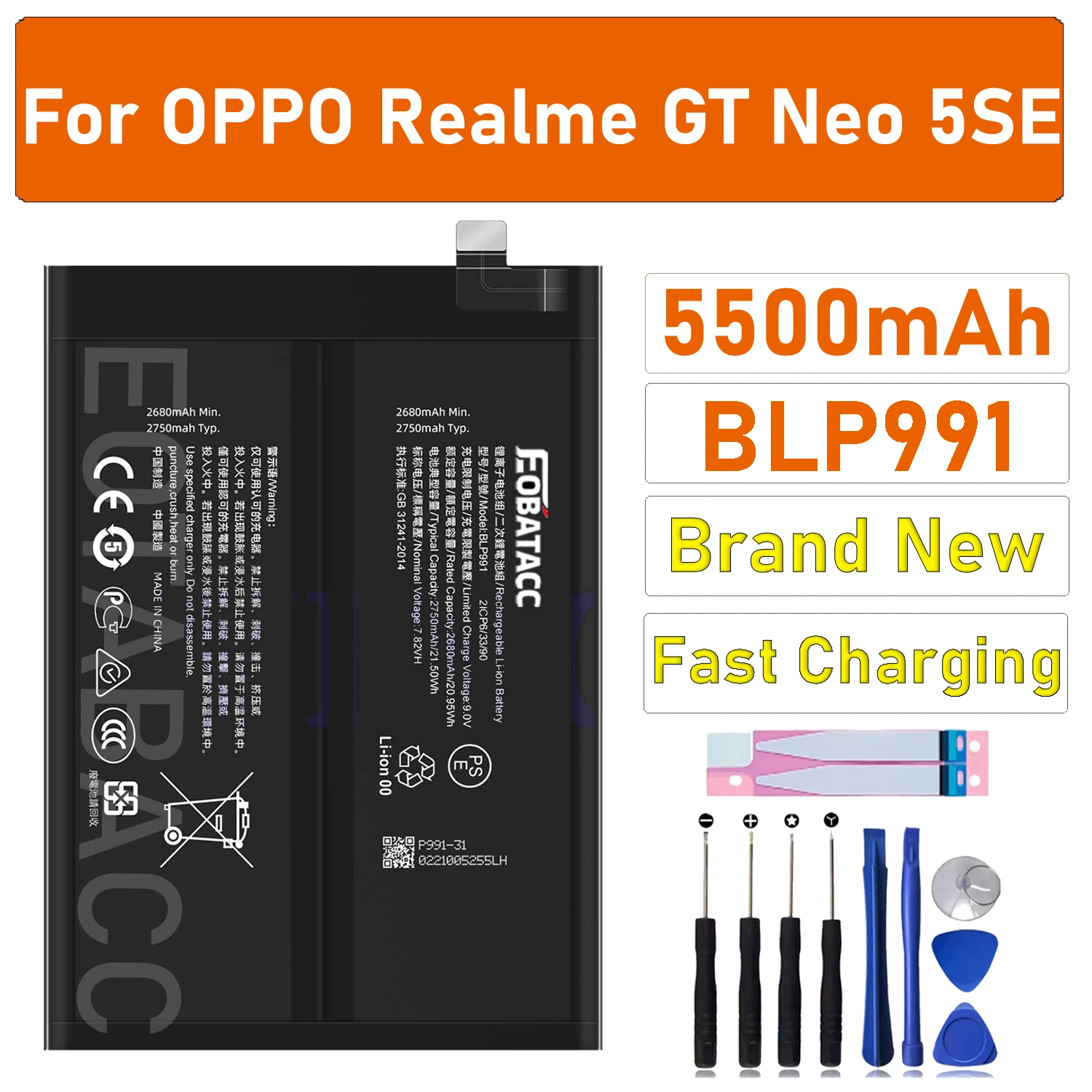 

2025 Years New Battery 5500mAh BLP991 Battery For Realme GT Neo5 SE, Neo 5 SE ,Neo 5SE RMX3700 Mobile Phone Batteries