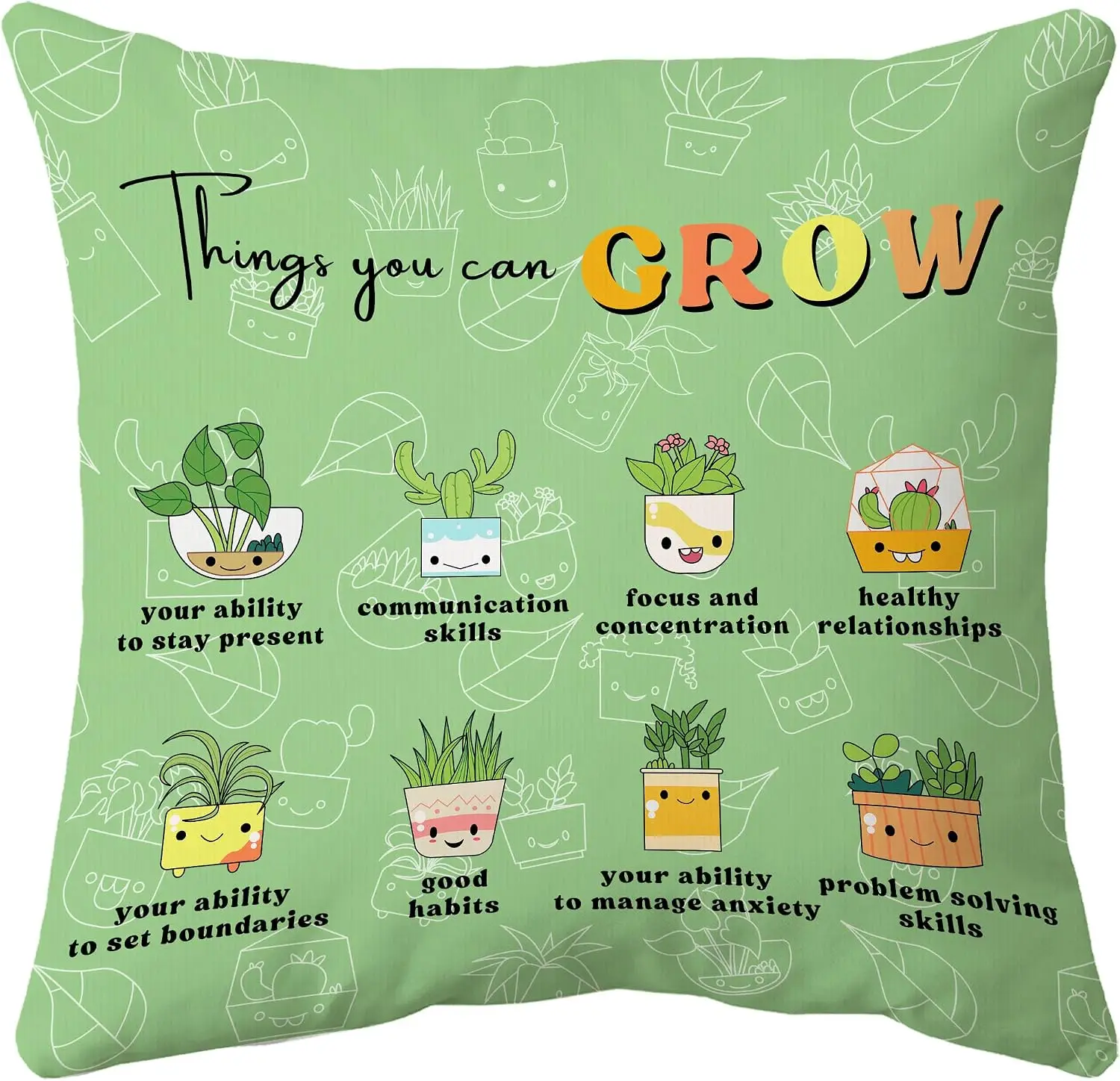 Self Care Pillowcase 45x45cm Mental Health Print Cushion Cover Motivation Home Decor Gift Affirmation Decor
