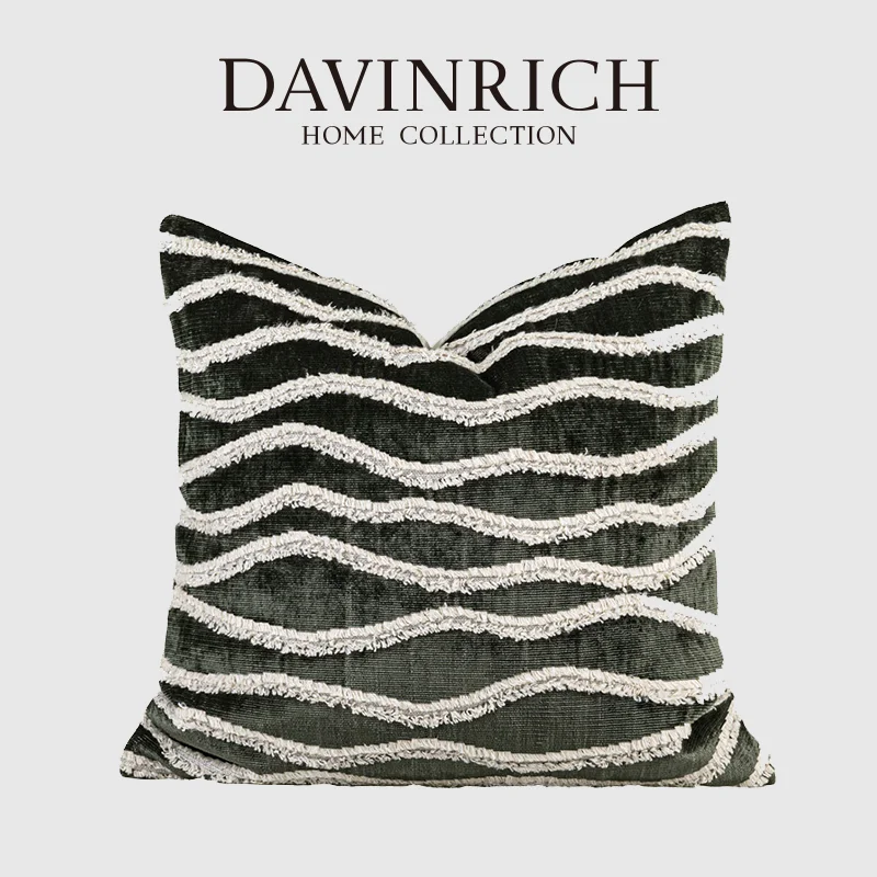 

DAVINRICH французский средневековый винтажный зеленый декоративный полосатый чехол для подушки, удобный изысканный чехол для подушки для гостиной