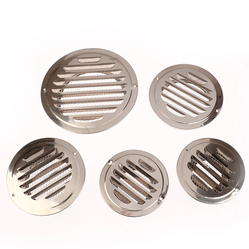 70/80/100/120/150MM Round 201 Stainless Steel Air Vent Grille Insect Protection Home Exterior Wall Ducting Ventilation Tool