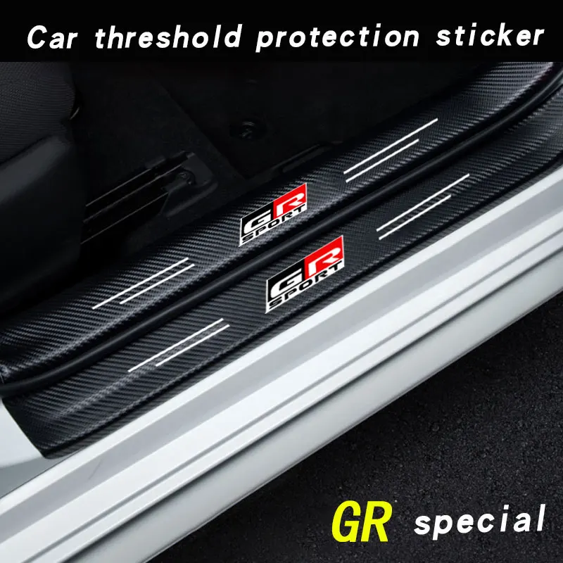 Car Carbon fiber Door Sill Welcome Pedal For Toyota GR Sport Gazoo Racing Yaris 86 Corolla Hilux Supra C-HR Accessories Interior