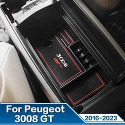 1PCS Car Center Console Armrest Storage Box Interior Accessories For Peugeot 3008 GT 2016 - 2023 2017 2018 2019 2020 2021 2022