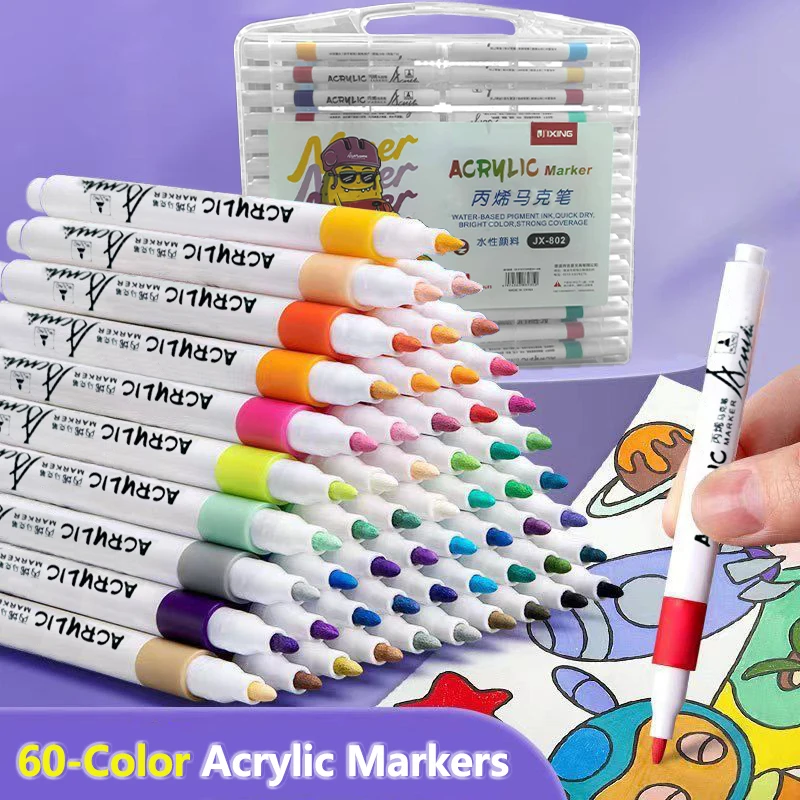 

12/24/36/48/60 Colors Acrylic Paint Art Marker Pen Rock Painting for Graffiti Stone Ceramic Glass Wood DIY Crafts Art Supplies