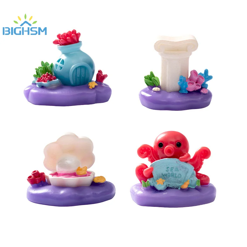 Simulation Octopus Roman Pillar Shell Drifting Bottle Ornaments Cartoon Aquarium Fish Tank Miniature Decoration Accessories Gift