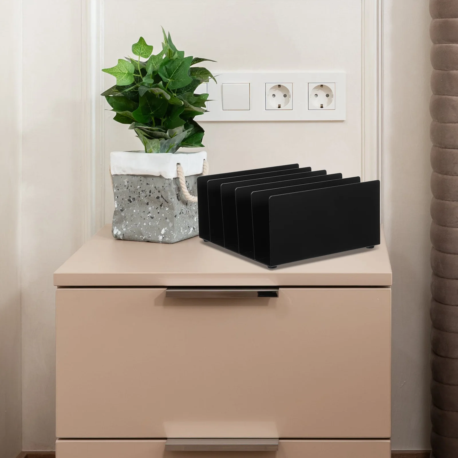 Porta posta in metallo nero Organizzatore di documenti desktop multifunzionale per file Buste Cartelle Selezionatore di file per uso domestico per ufficio