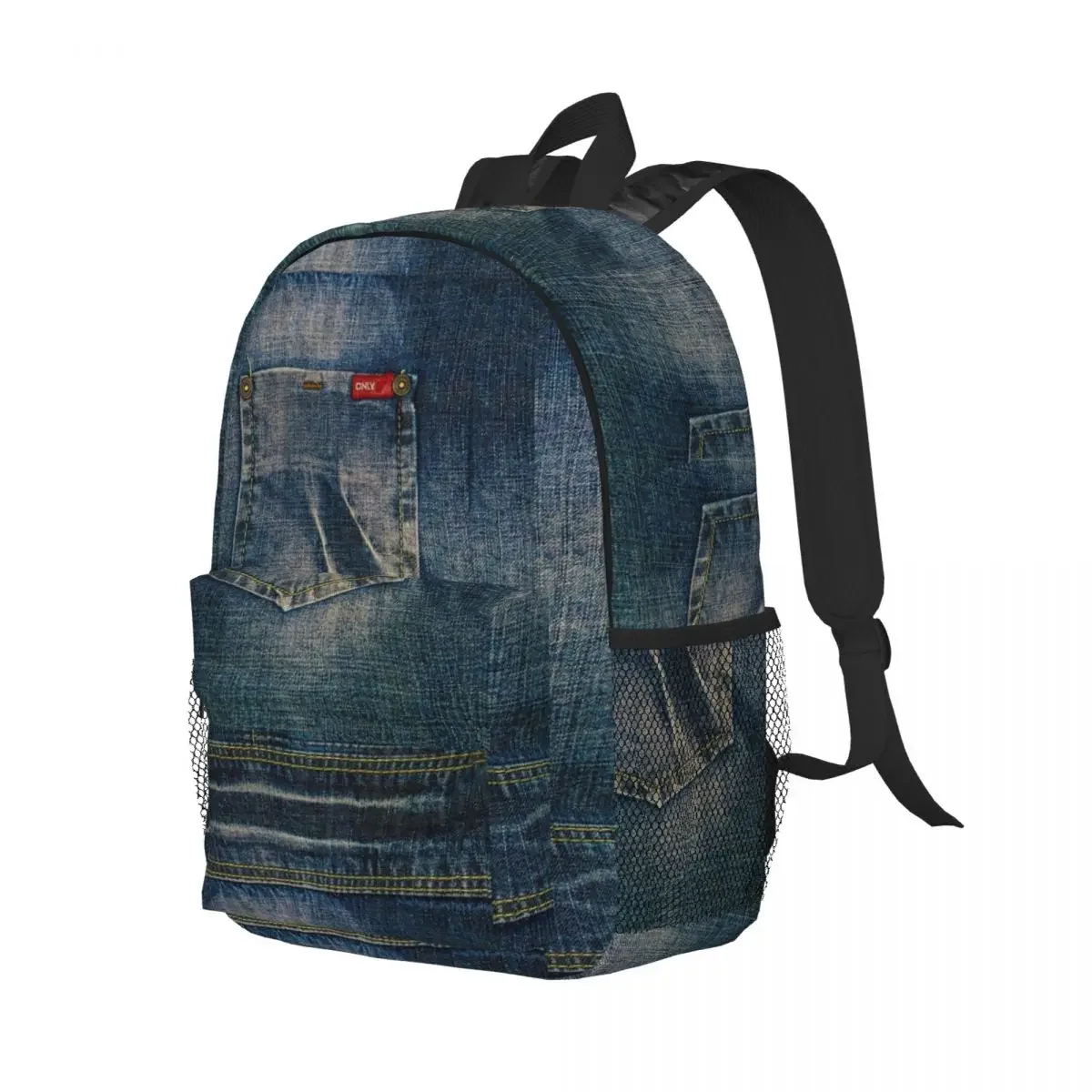 Mochila de mezclilla I Love Bluejeans con bolsillo para la arena, morral escolar de moda para estudiantes, morral de viaje para adolescentes