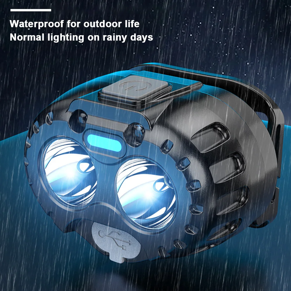 Noodsituatie Hoofd Zaklamp Bewegingssensor Hoge Helderheid Koplamp Usb Opladen Led Voorhoofd Zaklamp 250lm Voor Hardlopen Fietsen