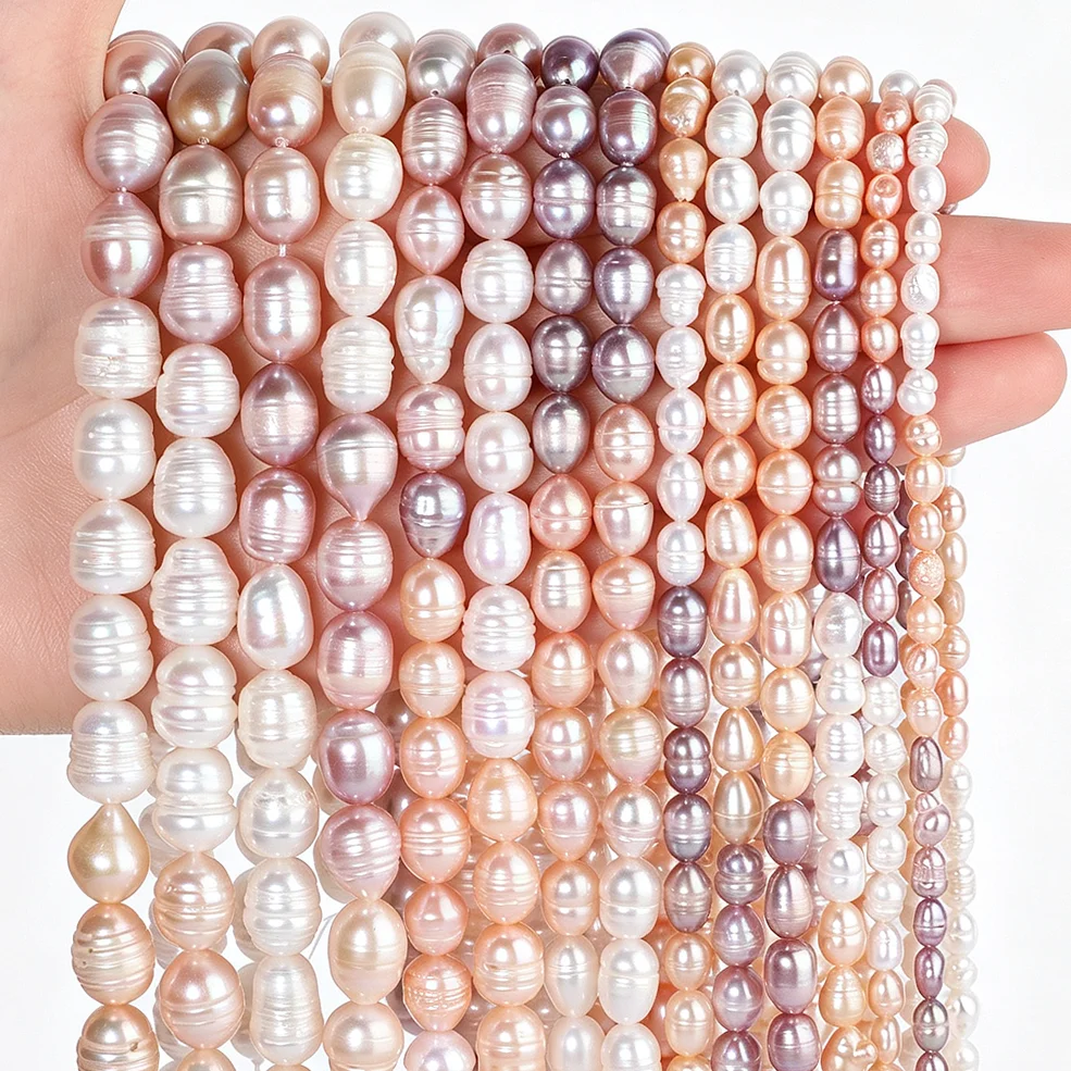 4-11mm Multicolor Rice Shape Pearls DIY Jewelry Making Natural Freshwater Loose Beads Vintage Handmade Bracelet Necklace Finding