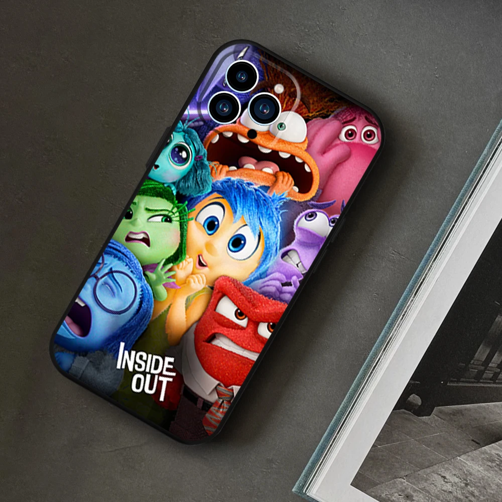MINISO Inside Out 2Phone Case For Samsung S23 S22 ULTRA A22 A71 Black Soft Silicone Cover image 3