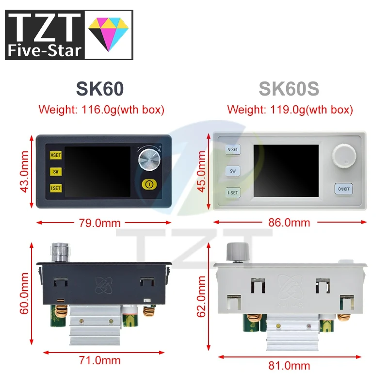 SK60 SK60S DC 6-36V 60W 5A Convertitore Buck Boost Modulo di alimentazione regolabile CNC Modulo di carica solare corrente a tensione costante
