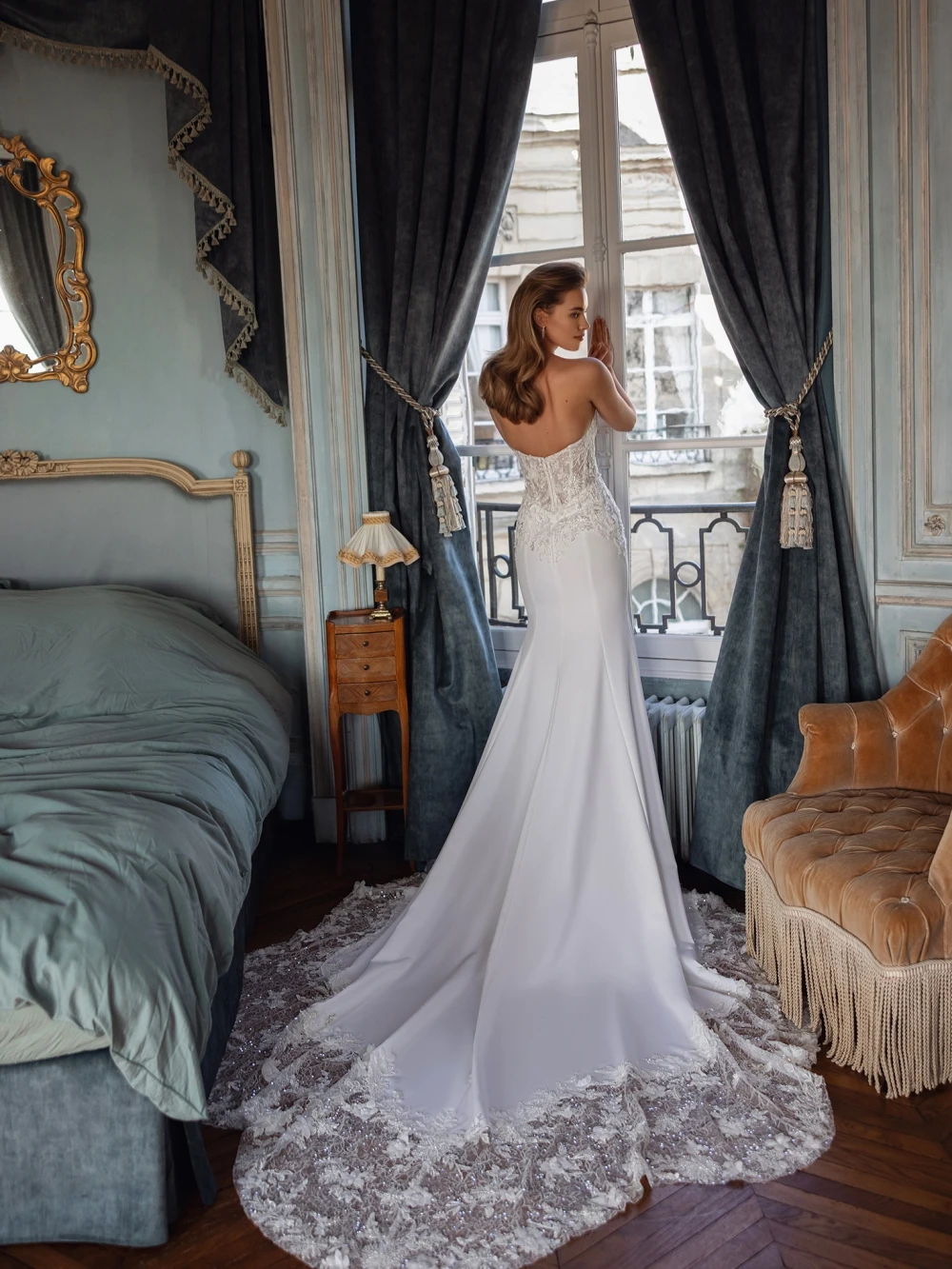 Detachable Sleeve Beaded Appliques Wedding Dress Dreamy 3D Flower Mermaid Long Bridal Gown Customized Graceful Dresses For Bride