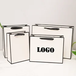 10 Pcs Custom Your Name Brand Paper Gifts Bags For Small Business Jewelry Package Bags Clothes Package Paper Bags Wig Wedding