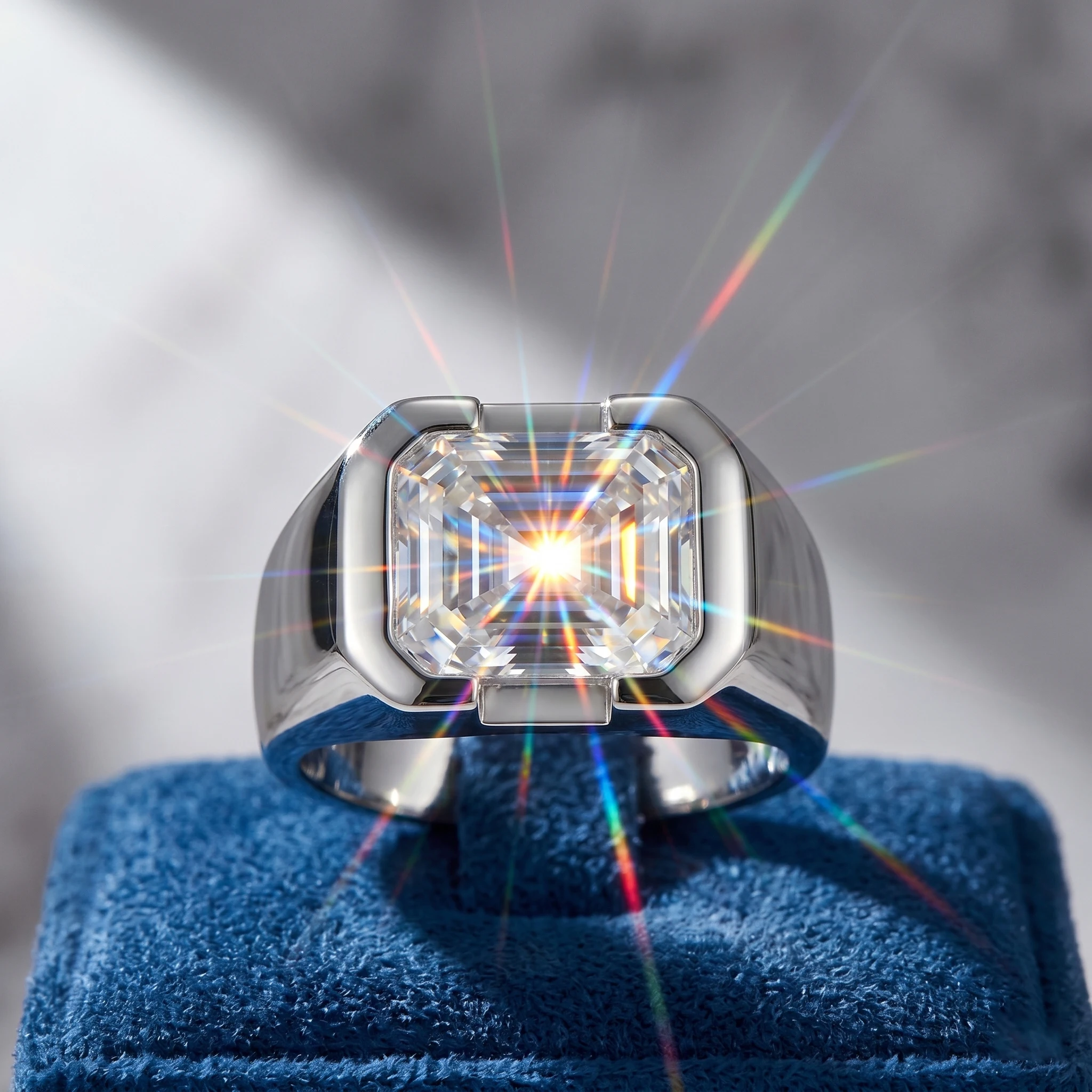 Anello con Moissanite Taglio Smeraldo da 3,5 Carati, Argento Sterling 925, Colore D VVS1, Fascia Minimalista, Regalo di Lusso Leggero, con Certificato