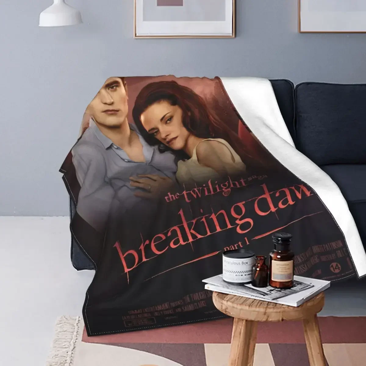 Funda de Manta negra de franela para cama de avión, edredón de La Saga Crepúsculo, Breaking Dawn, película suave