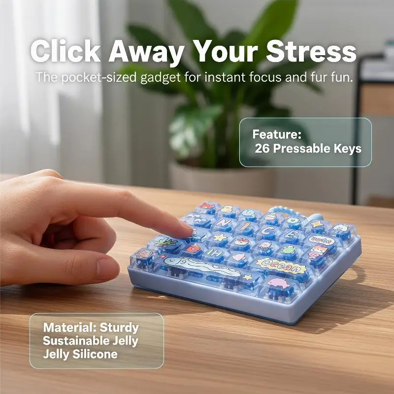 26 Grid Keyboard Fidget Keycap Clicker 1PC Fun Anti Stress Decompression Toy for Kids Adults Party Favors Gift