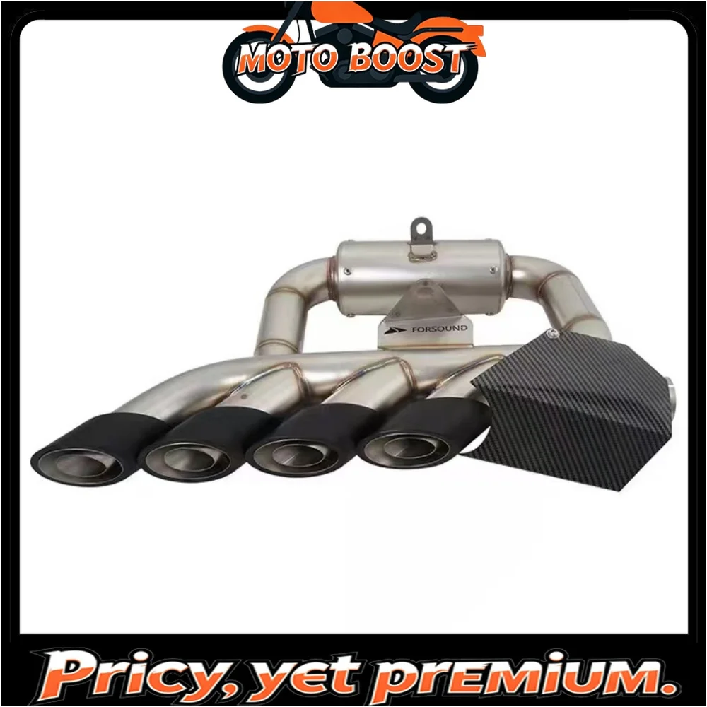 For Benda LFC 700 quad exhaust modification, 700lfc under-exhaust hidden carbon fiber Akrapovic exhaust tail section.