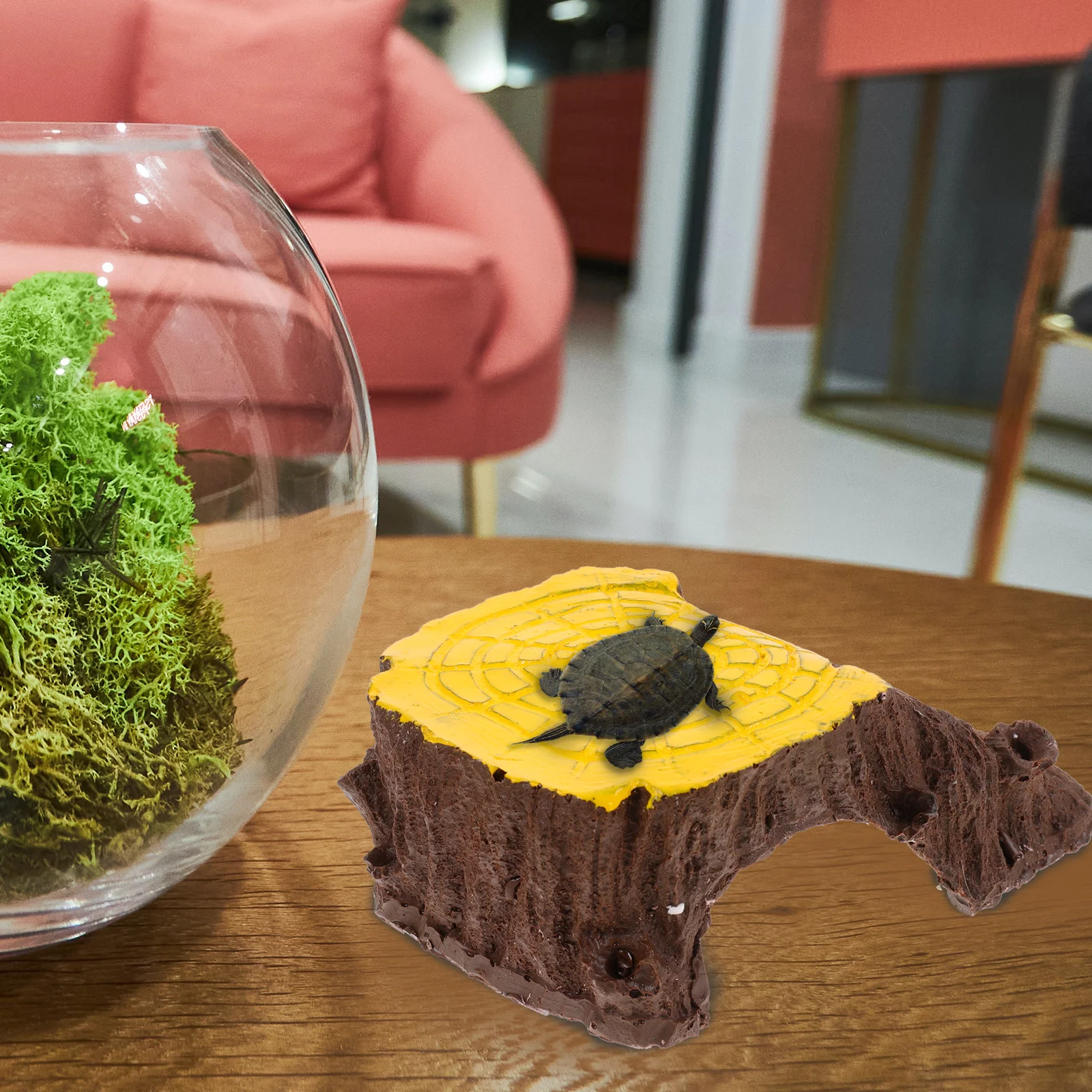 

Turtle Basking Platform Premium Resin Reptile Hideout for Lizards Spiders Hamster Terrarium Decor Habitat Accessory