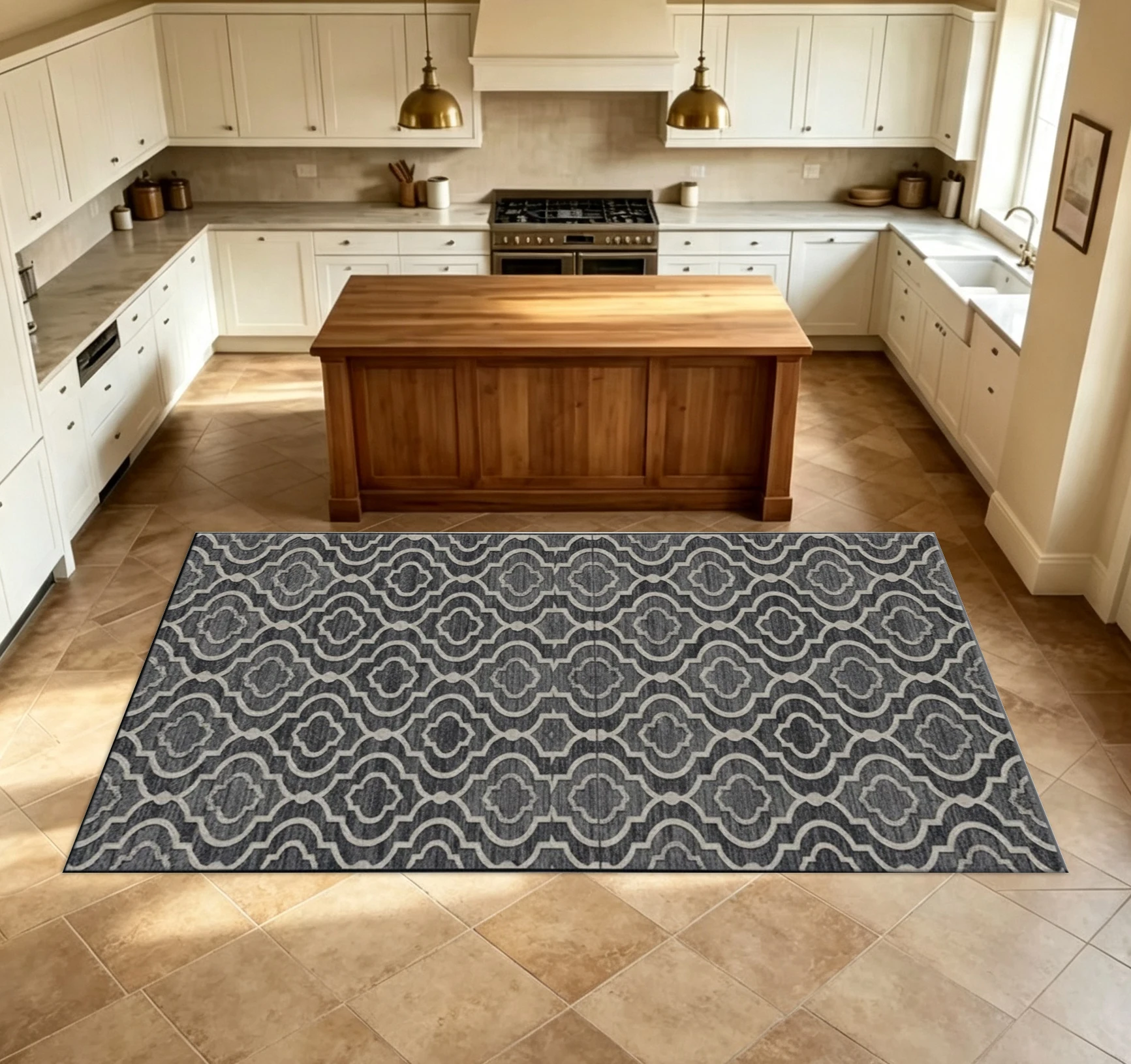Vintage Moroccan Trellis Geometric Carpet Rug Dark Grey Beige Repeating Ornate Pattern Household Area Rug For Home Decor