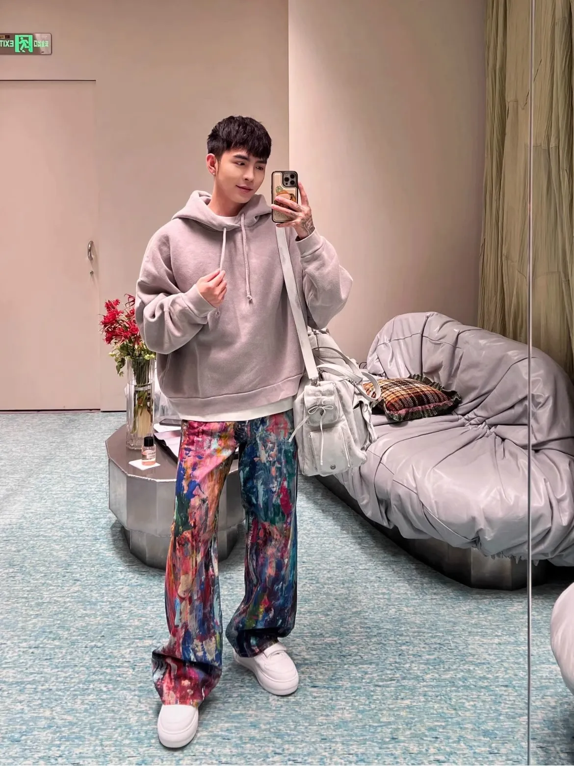 

Retro American Print Dyeing Ptte Men's New Street Design fiti Personali Long Pants Straight Leg Casual Jeans