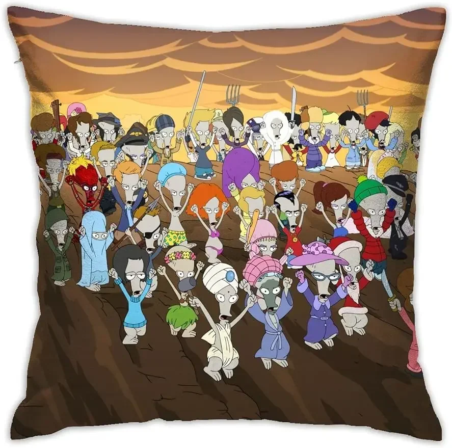 Throw Pillow Case American Anime Dad Roger Cartoon Smith Pillow Covers Square Pillowcases with Hidden Zipper Cushion Case