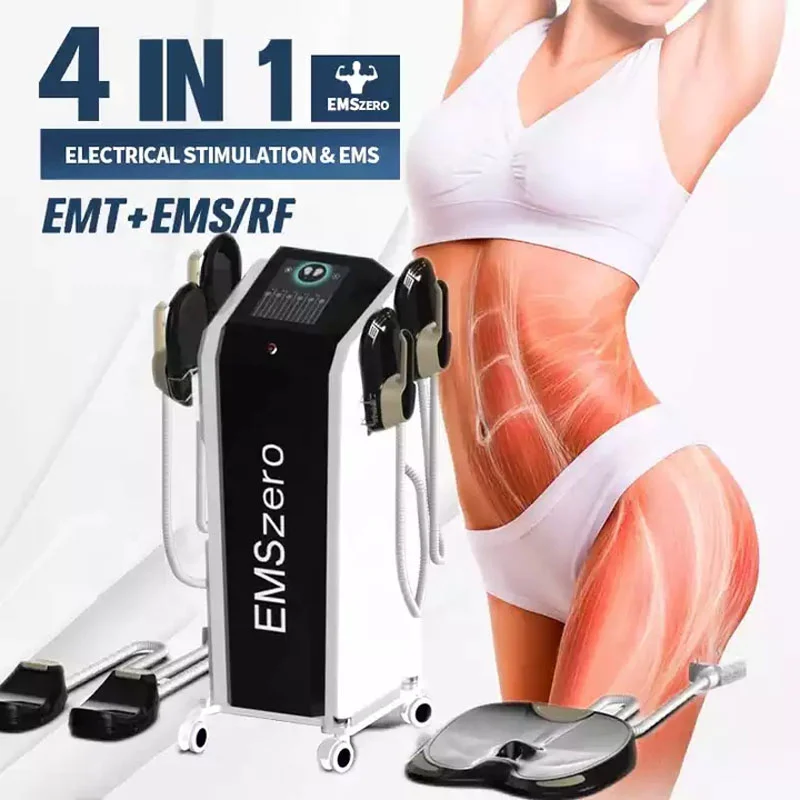 4 handles electric smart fitness abdominal trainer 14 tesla rf belly fat dissolving muscle stimulator machine