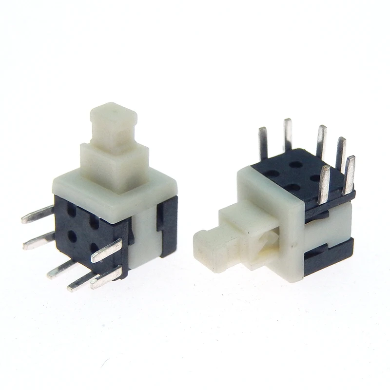 10PCS 5.8x5.8mm x Height 10.1 mm Push Button Switch On/Off Through Hole PCB DPDT Lock Right Angle Key switch Self Lock Push