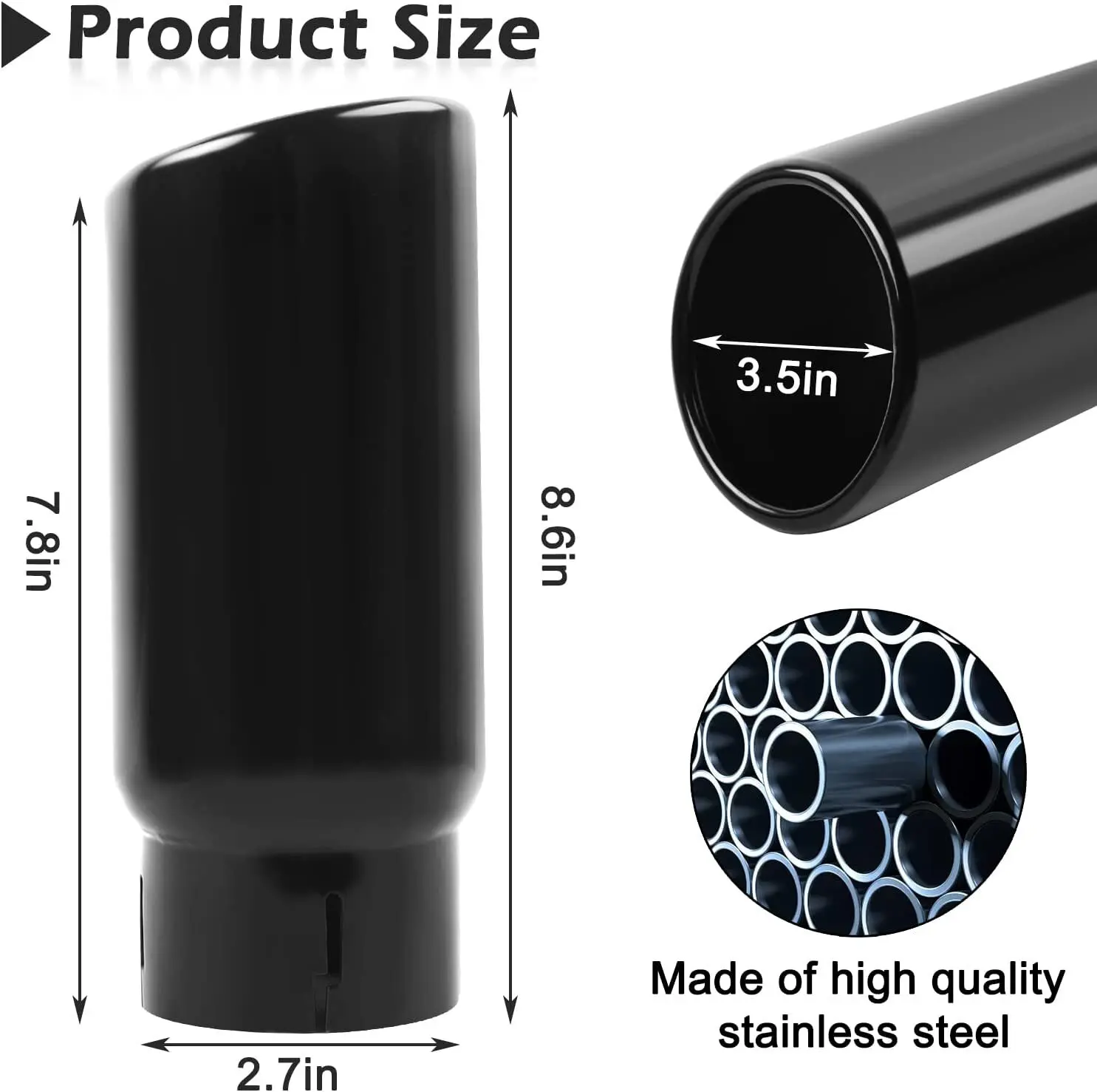 PT932-35180-02 نمط طويل سيارة كروم العادم تلميح ل 2005-2022 تويوتا تاكوما الأسود TP-1015