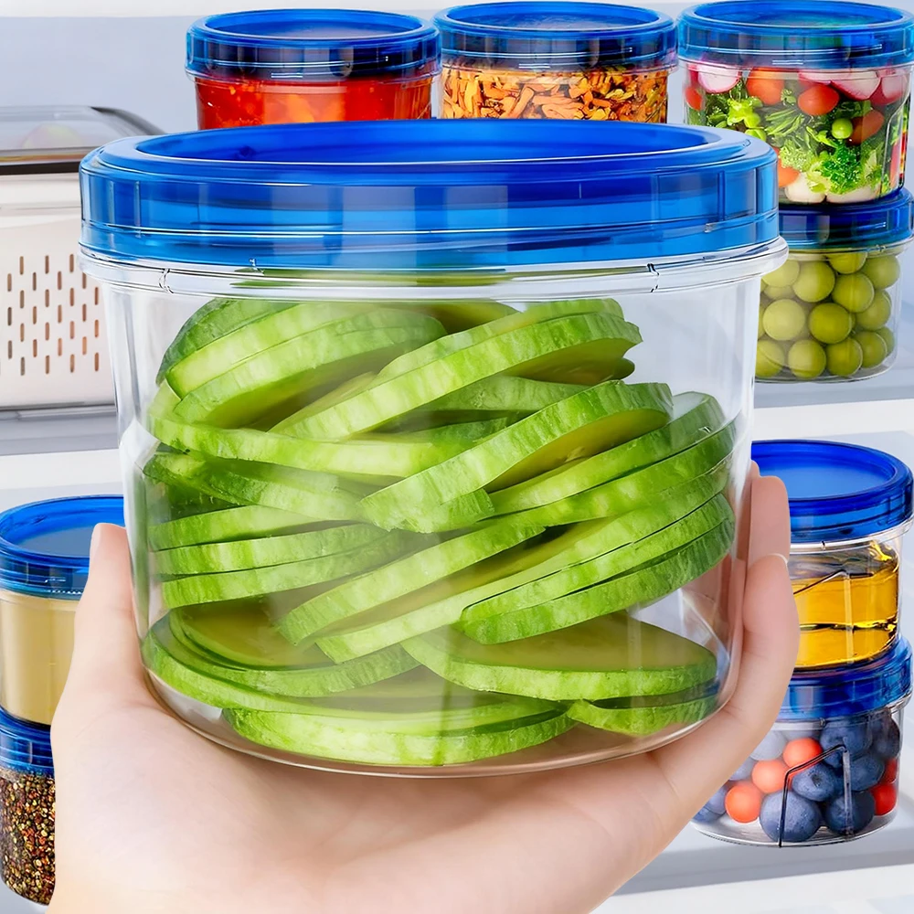 

Plastic Freezer Containers 500ml Refrigerator Food Storage Organizer Box with Twist Top Lid Leakproof Kitchen Sealed Small Jars