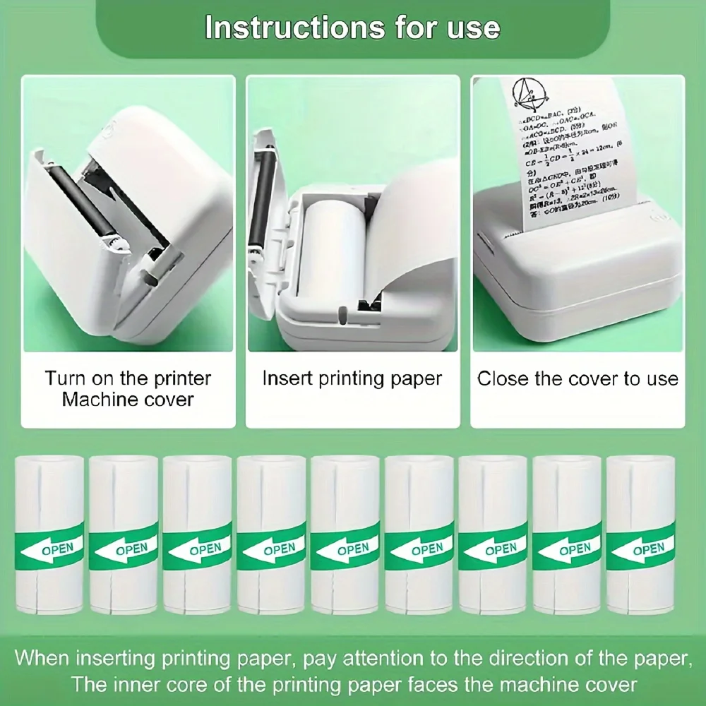 5 Rolls mini thermal Paper Self-Adhesive Thermal Paper - Pocket/Mini Printer Labels for Photos/Notes/Lists, No Ink Printing