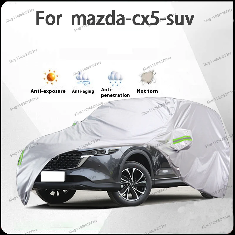 

Чехол для автомобиля Mazda CX5 Fit — водонепроницаемый, пылезащитный, солнцезащитный козырек (УФ), снегозащитный | Серебряное полное покрытие с защитой в течение всего дня