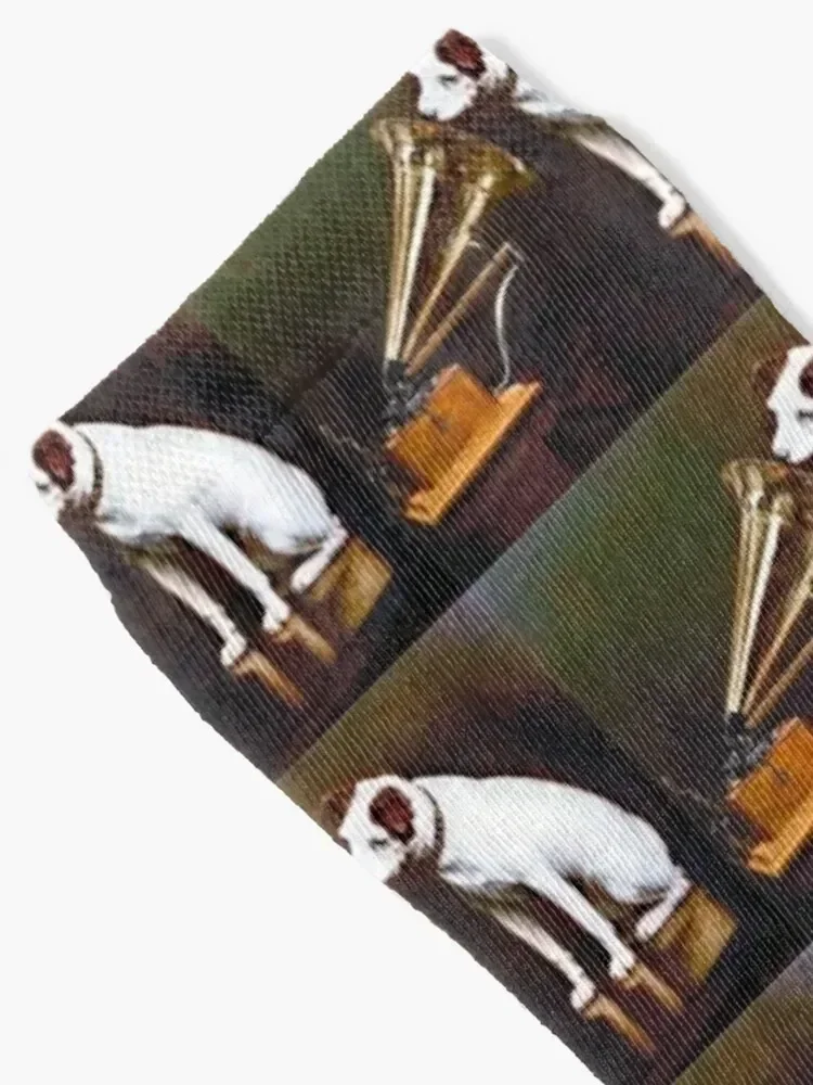 His Master's Voice by Francis James Barraud in 1898- Cute Dog Looking At Gramophone Socks winter Men Socks Luxury Brand Women's