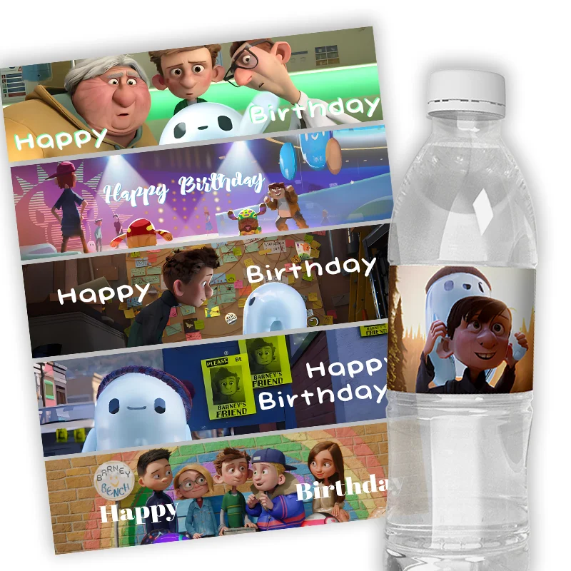 24pcs Personalized Disney Ron's Gone Wrong Theme Water Bottle Labels Birthday Event Party Decoration Supplies Party Bottle Wraps