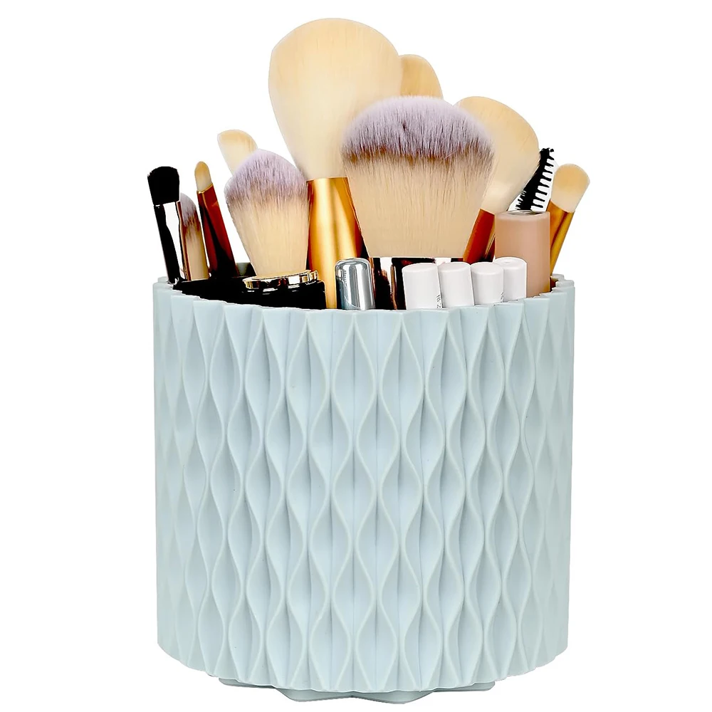 Drehbarer Make-up-Pinsel-Organizer Kosmetik-Aufbewahrung Desktop-Pinselhalter Multifunktionales Aufbewahrungsregal für Badezimmer Schminktisch Büro