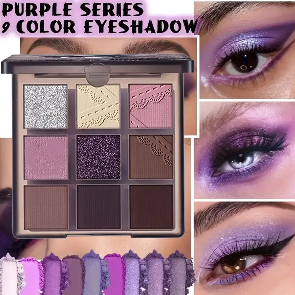 Nine color eye shadow plate, waterproof and sweat proof, multi-color, pearlescent and matt, creating amazing eye makeup