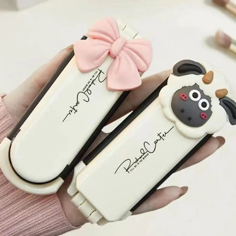 

Mini 2 in 1 Comb Mirror Set Anti Static Lamb Massage Comb with Mirror Milk White Pocket Mirror Air Bag Hair Comb Children Girl