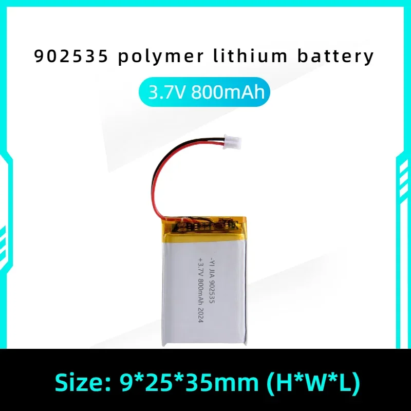 High Capacity Lithium Polymer 902535 Lipo Rechargeable Battery Chargeable 3.7v 800mAh Mobile Power Battery 902535