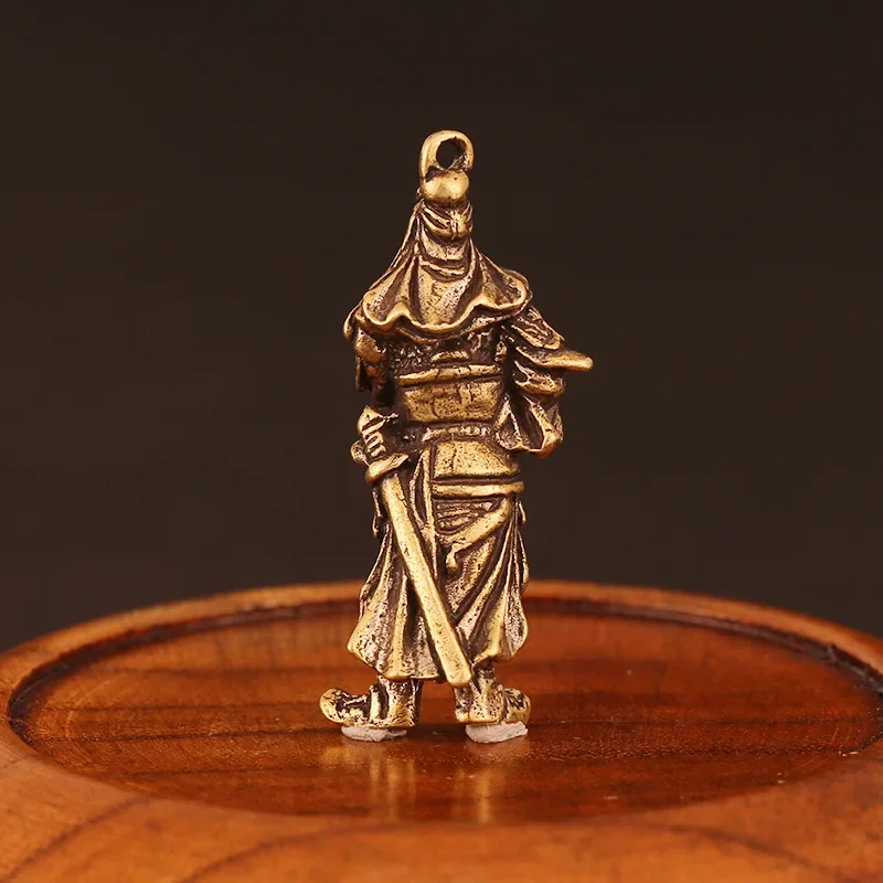 Retro cinese rame dio della ricchezza Guan Gong figura statua artigianale fatto a mano soggiorno ornamenti per ufficio scrivania decorazioni per la casa ciondolo