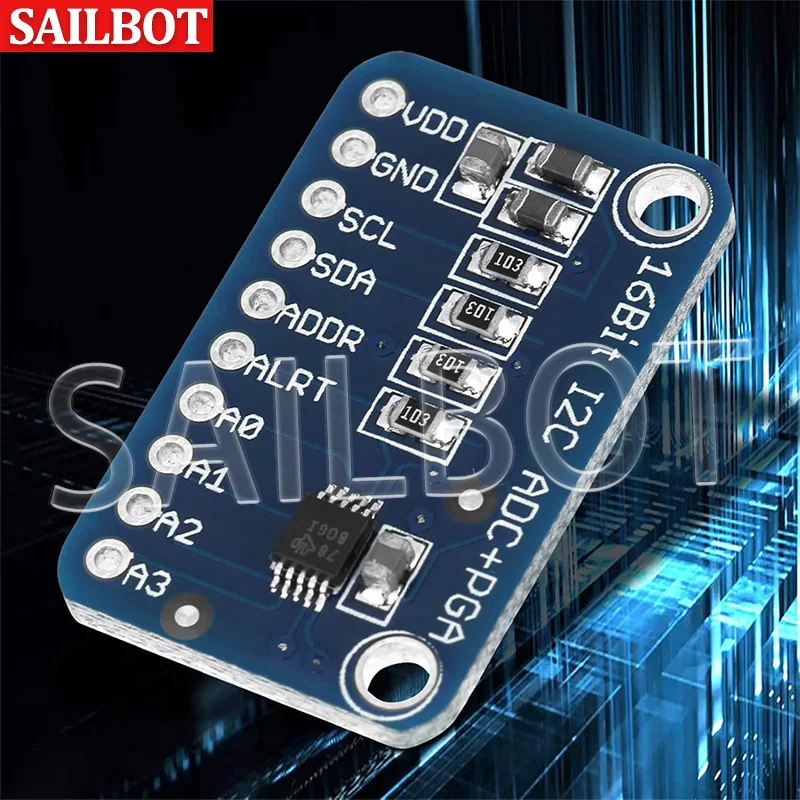ADS1115 ADC Analog-to-Digital Converter Module with Programmable Gain Amplifier 16 Bit I2C 2.0V To 5.5V image 5