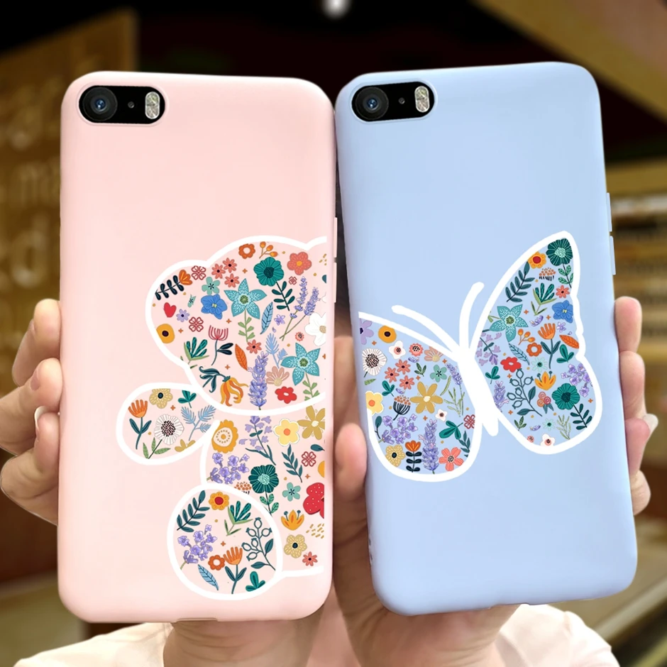 For Apple iPhone 5 5S 5SE Soft Floral Pattern Silicone TPU  Back Cover For iPhone 5 S SE A1428 A1429 A1442 Phone Case